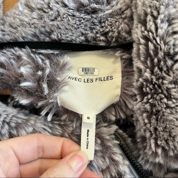 Avec Les Filles Faux Fur Moto Jacket Small - Picture 6 of 7